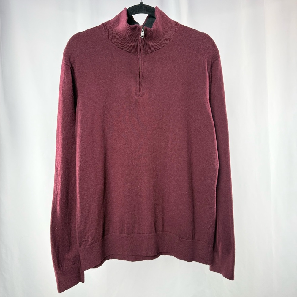 Banana Republic Pima Cotton‎ Cashmere Quarter Zip Sweater in Maroon Size Large